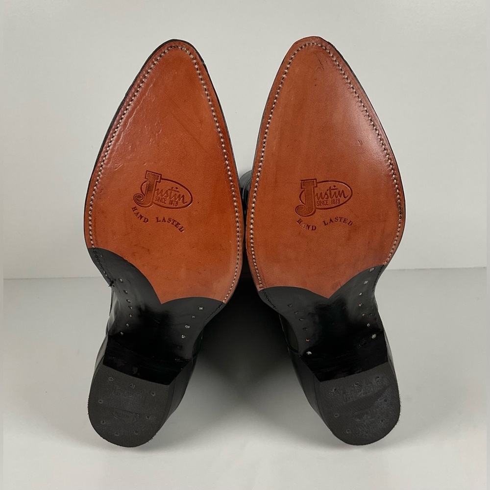 Vintage Justin Algonquin Toe Cowboy Boots | Royal Blue | Patent Leather | 12 EE - Picture 2 of 16